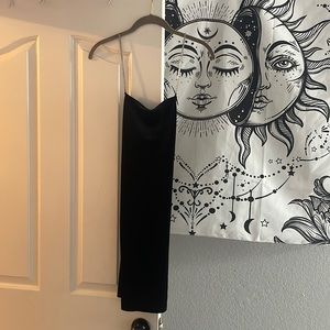 Black shirt dress with heeled straps, Size medium, like new